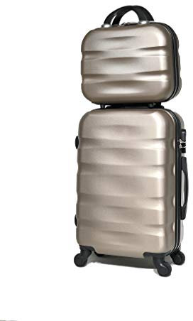 CELIMS ABS Koffer für Kabinengröße und Kosmetikkoffer, Champagner (5806), one size, Champagner