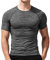Muscle Alive Men Skinny Tight Compression Base Layer Short Sleeve T Shirt Bodybuilding Tops Dark Grey L