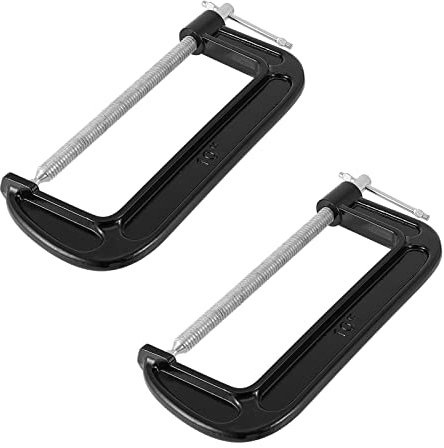 JAPCHET 2 Packs 10 Inches Black C Clamp, Malleable Iron C-clamp, Heavy-Duty C-Clamp for Metalworking, Woodworking, 6-Inch Max Jaw Opening, 3-1/2 Inch Throat Depth