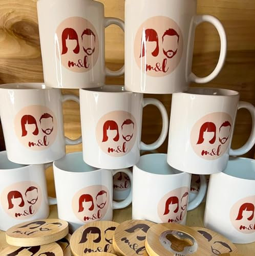 Uvimark - 10 Tazas Personalizadas - Tazas tipo Mug Personalizadas - Tazas personalizables para para Bodas, Cumpleaños, Comuniones, Empresas - Tazas para Regalar