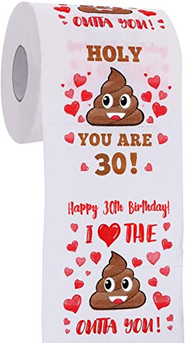 AOZITA Cadeaux d'anniversaire pour homme et femme, papier toilette « Happy Prank », décorations de 30e anniversaire, fournitures de fête, cadeaux amusants pour amis, 380 feuilles et 3 couches