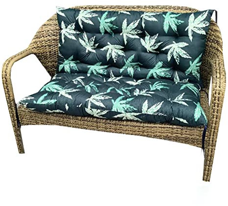 Wunderschön bedruckte Bankauflage Baumwolle Bank Sitzauflage mit 8 cm bequemer Rückenlehne rutschfest Klassisches Gartenbank Sitzkissen aus Metall oder Holz