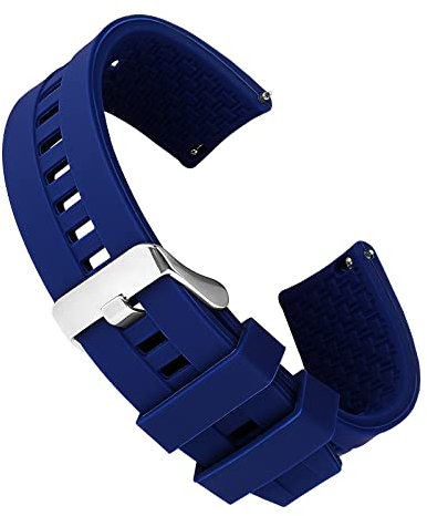 cobee Cinturini per Orologi in Silicone Sgancio Rapido Cinturino di Ricambio, Cinturino Universale Impermeabile con Fibbia Argento per Uomo Donna Compatibile con Cinturini Smart (20 mm, blu scuro)