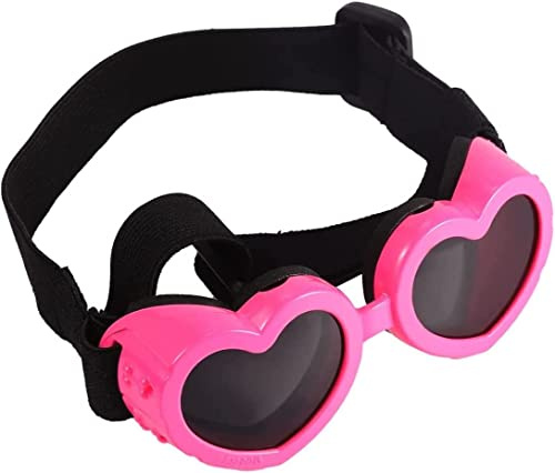 Taicols Winddichte Hundebrille, verstellbar, hohe Elastizität, Brille für Hunde, Augen, Sonnenbrille, Haustier, Sonnenbrille, XS, verstellbar, High-Elastic Heart Shape für Hunde