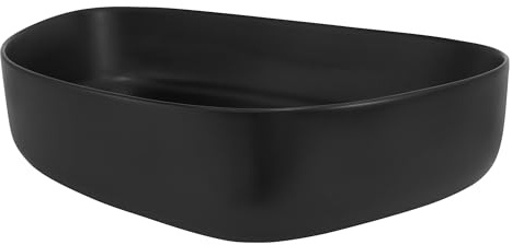 ML-Design Lavabo en Céramique Noir Mat 55 x 42 x 14 cm, Ovale, Vasque à Poser sur Table de Toilette, Lave-Mains pour la Salle de Bains/WC Invités, Design Minimaliste Moderne