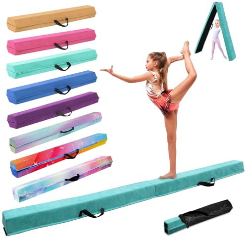 SportBob Viga de Equilibrio Gimnasia 240 cm, Barra de Gimnasia Plegable Portátil para Entrenamiento con Base de Goma Antideslizante para Niños, Principiantes y Gimnastas Profesionales