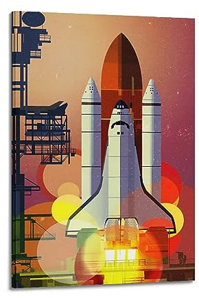 WARL Vintage Poster Launch of The Space Shuttle, dekoratives Gemälde, Leinwand, Kunstbild, 30 x 45 cm