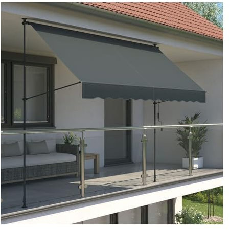 Anpassbar, manuelle Markise for den Außenbereich, einziehbare Markise ohne Bohren mit Kurbel for Garten, verstellbare Höhe und Neigung, manuell einziehbare Markise ( Color : B , Size : W350cm(137.79in