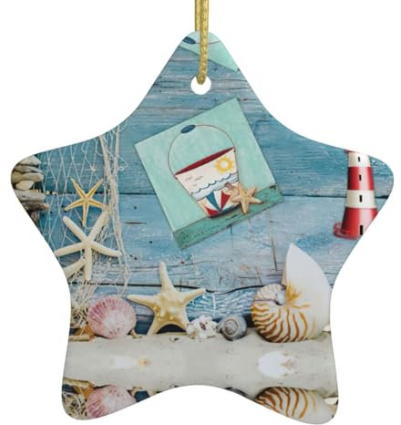 Weihnachtskugeln Christbaumschmuck Christbaumschmuck Weihnachtsschmuck Seestern Leuchtturm Strand