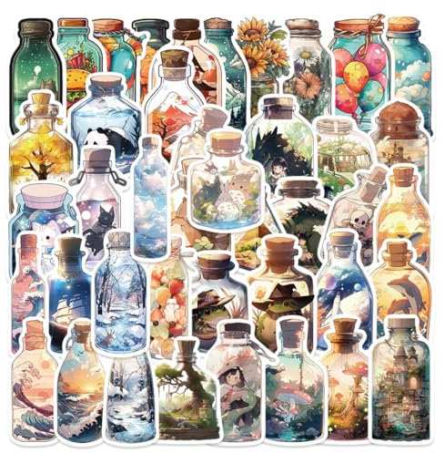 VBKITW Wasserfeste Vintage-Vase Aufkleber 50 Stück, Wasserdichte Vinyl Sticker Aufkleber für Tasse Flasche Laptop Scrapbook Journal Gitarren Mappen Skateboard iPad Fahrrad