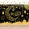 Shinybox Eid Mubarak Hintergrund Banner, Schwarz Gold Ramadan Mubarak Hintergrund Banner mit Stern Mond Muslimischer Ornament, Ramadan Dekoration, Muslim Festival Party Hintergrund, 180 x 110cm(B)