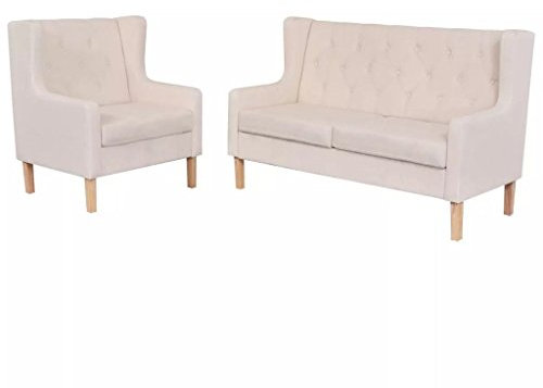 ZEYUAN Sofa-Set 2-TLG Schlafcouch, Schlafsofa, Couch Mit, Sofa Bed, Sofas & Couches, Relaxsofa, Stoff Cremeweiß