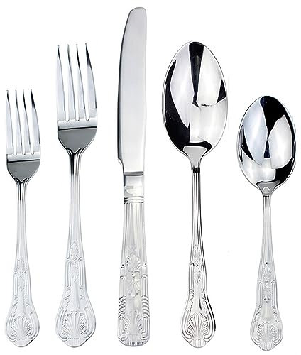 Ensemble d'argenterie de luxe, couverts, ustensiles, couverts en acier inoxydable 8/10, pour la maison, le restaurant, la vaisselle finition miroir, service de 20 pièces pour 4 (20 pièces pour 4) (4