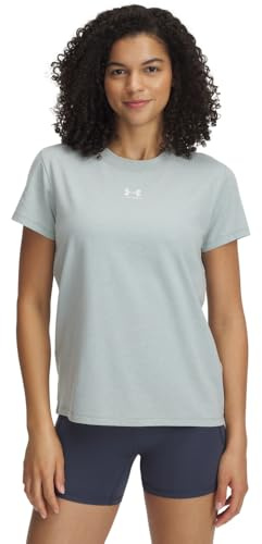Under Armour Damen UA Rival Core Kurzarm-Top, Silica Green/White, L