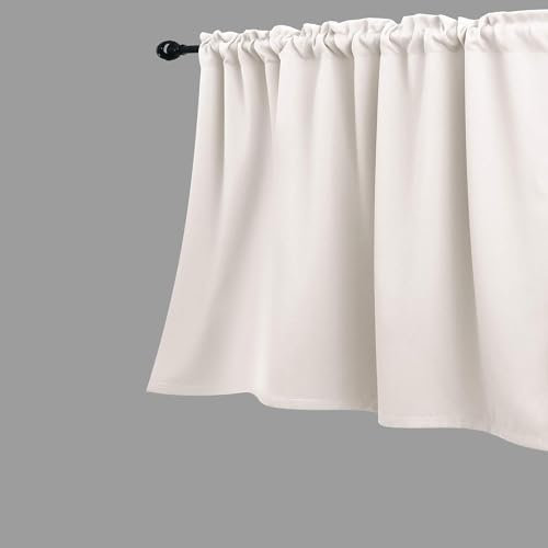 KOUFALL Volants für Fenster, Badezimmer, Wohnzimmer, Küche, 132 x 30 cm, Beige