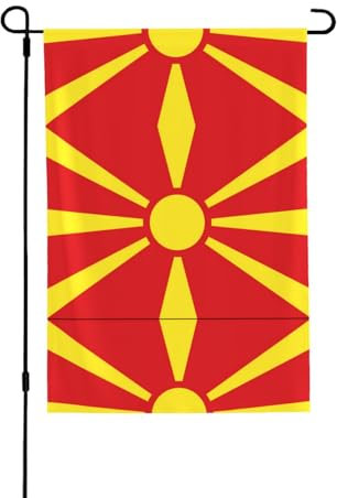 Flagge Nordmazedoniens für den Außenbereich, dekorative Flagge, langlebig, wetterfest, doppellagig, knitterfrei, für Deck, Hof, Veranda, Garten