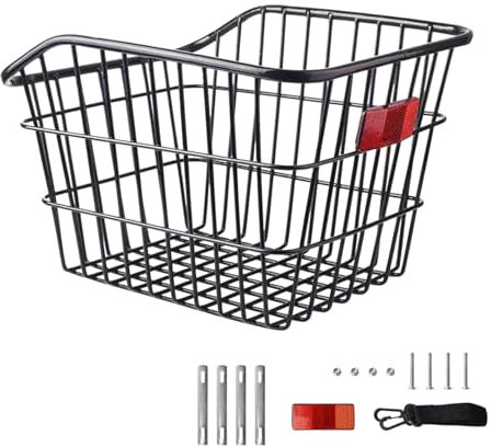 Rear Wire Basket Rack Cycling Wire Rear Basket Metal Rear Bikes Basket Large Rear Cycle Basket Shopping Basket Frame Cycle Rear Shelf Electric Cycle Rear Storage Basket For Schoolbag Hard Hat