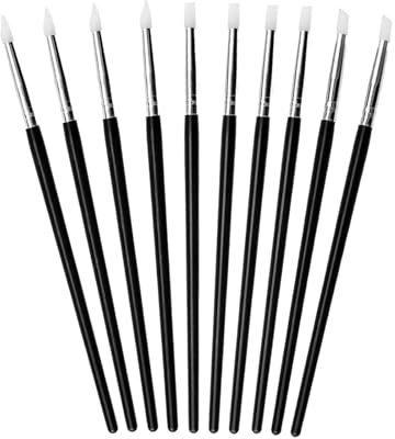 SRJQXH Pinceau Silicone 10 Pièces, Palette Couleurs Pinceau Nail Art Silicone, Cinq Formes Sculpture Pinceau à Modeler, Stylo Silicone Long Manche, Forme Creuse, Accessoires pour Ongles