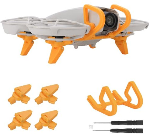 Gimbal Bumper + Folding Landing Gear for DJI Neo, Lens Guard Protector Extension Increase Legs Bracket Stand Anti-Collision Protect Bar Kit, Solid Protection for Neo Drone (Orange)