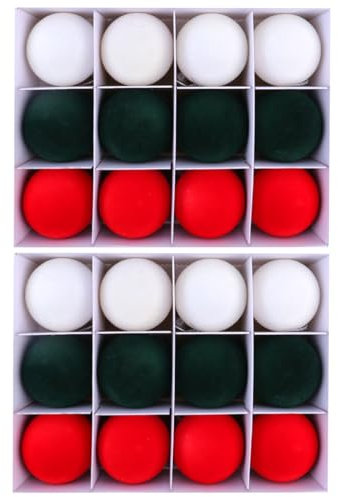 Saiyana 24 pezzi di velluto floccato ornamenti da appendere per l'albero di Natale, palline multicolori fatte a mano per interni ed esterni