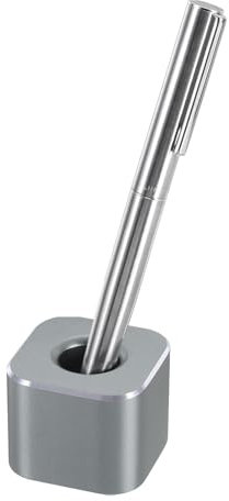 PATIKIL Aluminum Single Pen Stand Holder, Pen Holder Base Pen Display Stand Toothbrush Holder for Classroom Home Office, Grey