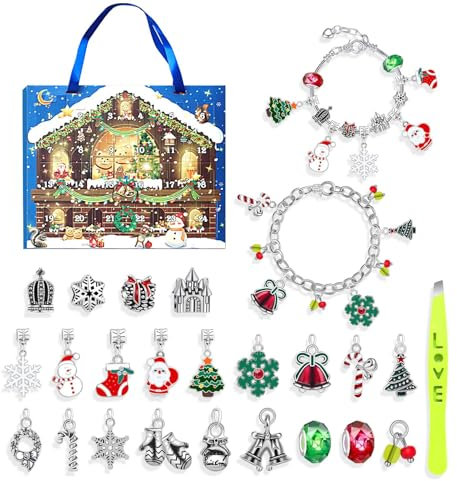 Adventskalender Armbänder Weihnachten Adventskalender für 2024 Schmuckherstellung Set Weihnachts-Countdown-Kalender 24 Tage Countdown bis Weihnachten Fabrica Set