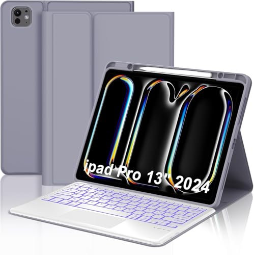 Occtingkind Tastiera Retroilluminata con Touchpad per iPad Pro 13, Custodia Trackpad RGB per iPad Pro 13 M4/M5 2024/2025 (A2925/A3007/A2926/A3360/A3361/A3362), Cover Magnetica, Lavanda