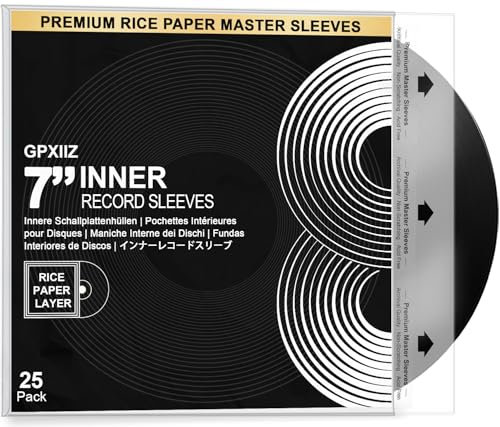 GPXIIZ Buste Vinili 45 Giri Interne, 50 x 7 Pollici Custodia Vinile Antistatiche AntiGraffio, HDPE + Carta di Riso, Buste per Vinili 3 Strati pour 7 EP Dischi, Protezione Vinile Copertine Cover