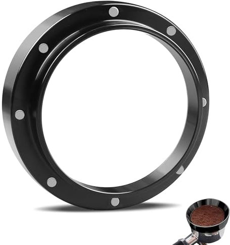 53mm Magnetic Dosing Funnel & Espresso Coffee Ring, Aluminum Alloy Barista Accessories for Portafilter, Anti-Static Coffee Machine Funnel for Home, Café, and Professional Use (Black, 53mm)