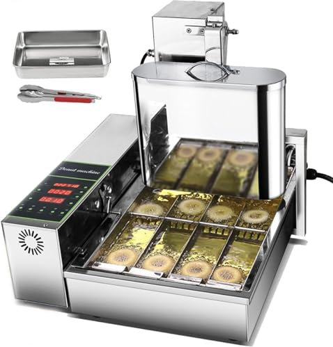 Electric 4 Rows Donut Machine 304 Stainless Steel Donut Fryer Mini Donut Maker with 5.5L Hopper for Catering Industries & Home,110V