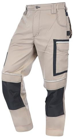 ELIWORX Arbeitshosen Männer Stretch Einsatz - Bequeme Passform - Robustes, Flexibles Material - Smartes Taschen-Design - Arbeitshose Herren ideal für Handwerk Heimwerk und Baugewerbe - Beige - 54