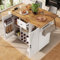 Huayz Carrito isla de cocina con encimera plegable, armario de cocina con ruedas, con cajones, estante para especias y 2 puertas, isla de cocina móvil para cocina y comedor