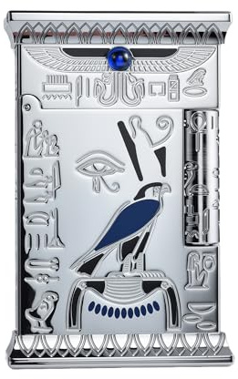 THORENS Pharaoh's Light - Silver Chrome Messing-Benzinfeuerzeug | Crisp Sound, schlank, klassisch, Retro, Luxus, nachfüllbar, galvanisiertes Inlay, Geschenkbox, Sammlergeschenk für Männer