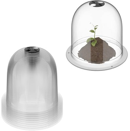 Relaxdays Anzuchthaube, 10er Set, Ø 25 cm, Frostschutz & Schneckenschutz, stapelbare Pflanzglocken, PET, transparent