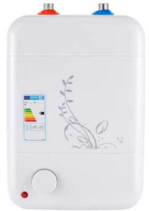 8L Kleiner Druckfester Warmwasserspeicher Druckfest Kleinspeicher 1500W Untertischspeicher Untertischboiler Temperatur einstellbar Thermostop-Funktion für Küchenspüle, Bad [Energieklasse B]