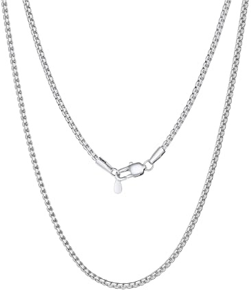 PROSTEEL Herren Kette 2mm breit Edelstahl Platte Venezianierkette Erbskette Damen Halskette Hochwerig Kette Silber/Gold/Schwarz 51cm