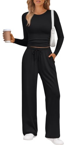 LILLUSORY 2-teiliges Lounge-Set für Damen, Herbst-Outfits 2025, zweiteilige Reise-Sweatanzüge, Business, Freizeit, Modekleidung