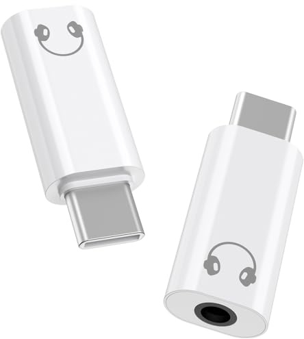 Oumida 2 Pack USB C to 3.5mm Audio Headphone Adapter, Jack Audio Adapter Type C to Headphone 3.5mm Aux Jack Dongle Compatible with iPhone 16 15 Pro Max Plus, Galaxy S24 S23 S22, iPad Air/Pro, MacBook