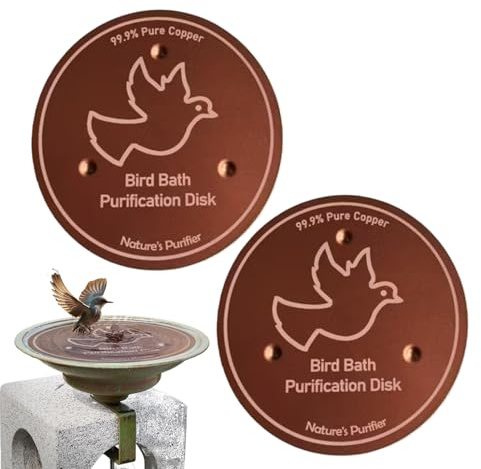 Vogelbad Reinigungsscheibe 2-Teilig Kupfer Reinigungsscheibe | Dreipunkt Auflage Platte Für Außen Garten Vogeltränke Vogelbrunnen