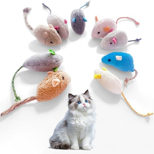 HEIZHU 9 Pack Catnip Mouse Toys for Cats，Cat Nip Toys Cats, Soft Mouse Toys for Kick Bite, Play and Indoor Interactive (Mixed Color)