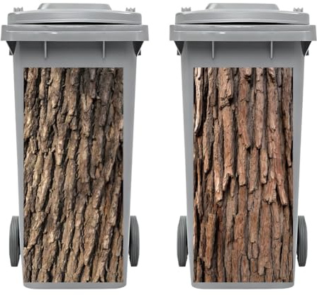 Peacoblue 2Pcs Wheelie Bin Stickers Wood Grain Texture for Dustbin Decor | 82x38cm,rubbish Cover,Large Wraps,Waterproof,Funny Decals for Fridges Door,Wall,Garden Indoor Outdoor Patio Decorative