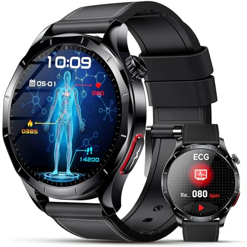 2026 New Smart Watch for Men with Blood Pressure & ECG, 1.43AMOLED Fitness Tracker with Bluetooth Calls/SOS Help, 24/7 Heart Rate/SpO2/Sleep Monitor, 120 Sports Modes, IP68 Waterproof for Android iOS