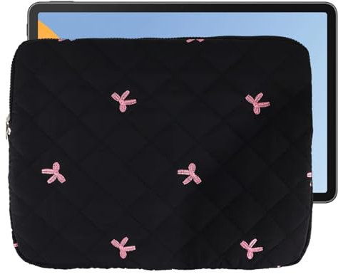 Custodia PC Portatile 13 pollic Custodia per Laptop con Fiocchi Ricamati Graziosa Borsa per Laptop Compatibile con MacBook Air/Pro Retina Notebook da 13-13,3 Pollici (Nero)