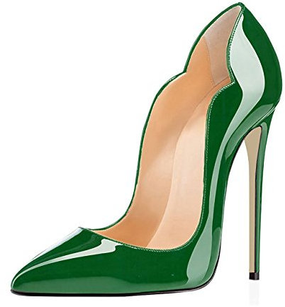 EDEFS Damen Spitze Zehen Stiletto Pumps für Party Hochzeit Schuhe Lack Grun EU40