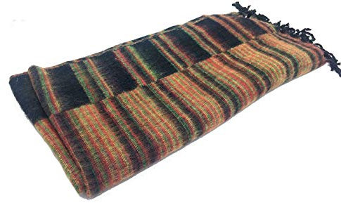 Luxury Ethical Tibetan Yak Wool Shawl Hippy Festival Travel Blanket n370(Dark)