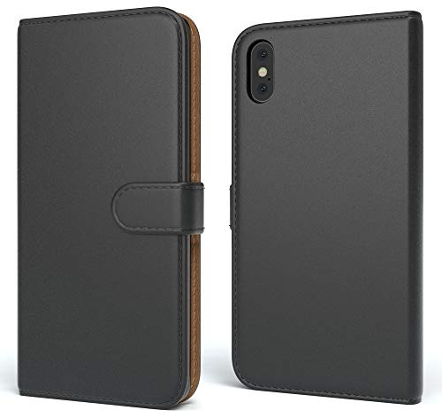 EAZY CASE Tasche kompatibel mit iPhone X/XS Schutzhülle mit Standfunktion Klapphülle im Bookstyle, Handytasche Handyhülle Flip Cover mit Magnetverschluss und Kartenfach, Kunstleder, Schwarz