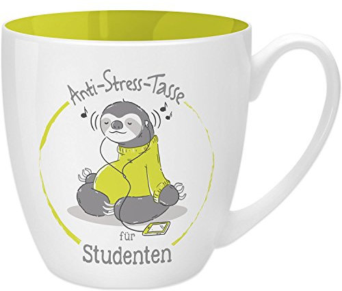 GRUSS & CO 45500 - Tazza antistress per studenti, 45 cl, idea regalo, in porcellana New Bone China, 9,5 cm, colore: giallo