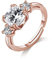 Philip Jones Anello con Tre Pietre Regolabile Placcato Oro Rosa Creato con Cristalli Zircondia®