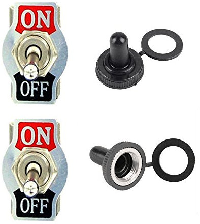 Qiorange 2 X Kippschalter Schalter Wippschalter 20A 125V 15A 250V SPST 2-Polig EIN/AUS Metall Mit wasserdicht Schutzkappe (2-Polig EIN/AUS 2PCS)