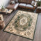 TAPISO Atlas Teppich Grün Beige Kurzflor Traditionell Orient Ornament Mäander Floral Design Bordüre Wohnzimmer Schlafzimmer ÖKOTEX 250 x 350 cm